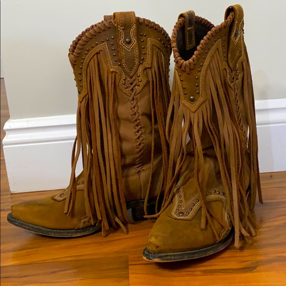 Rockin Country Leather Fringe Boots
